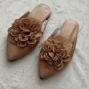 Elegant  But Casual Tan Floral Women's Mules